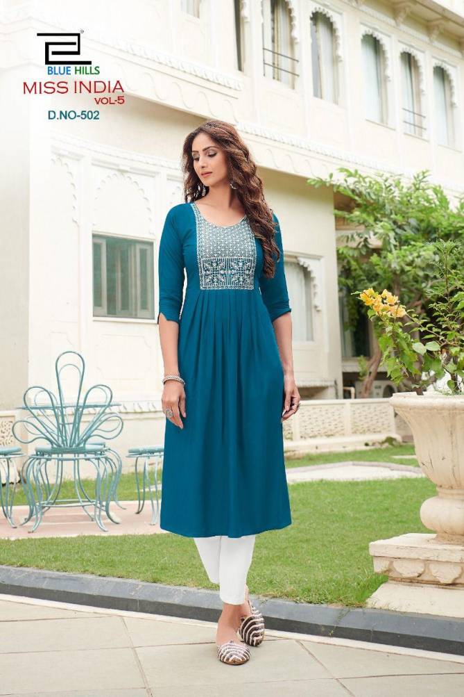 Blue Hills Miss India 5 Designer Ethnic Wear Long Kurti Anarkali Collection